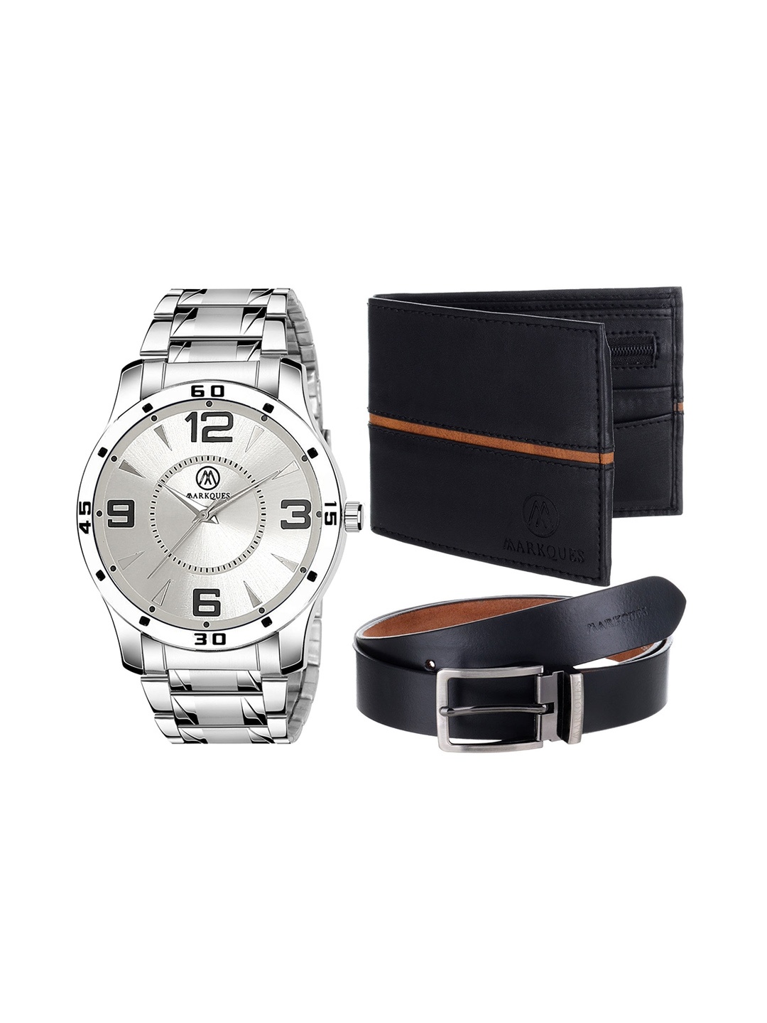 

MARKQUES Men Solid Accessory Gift Set, Silver