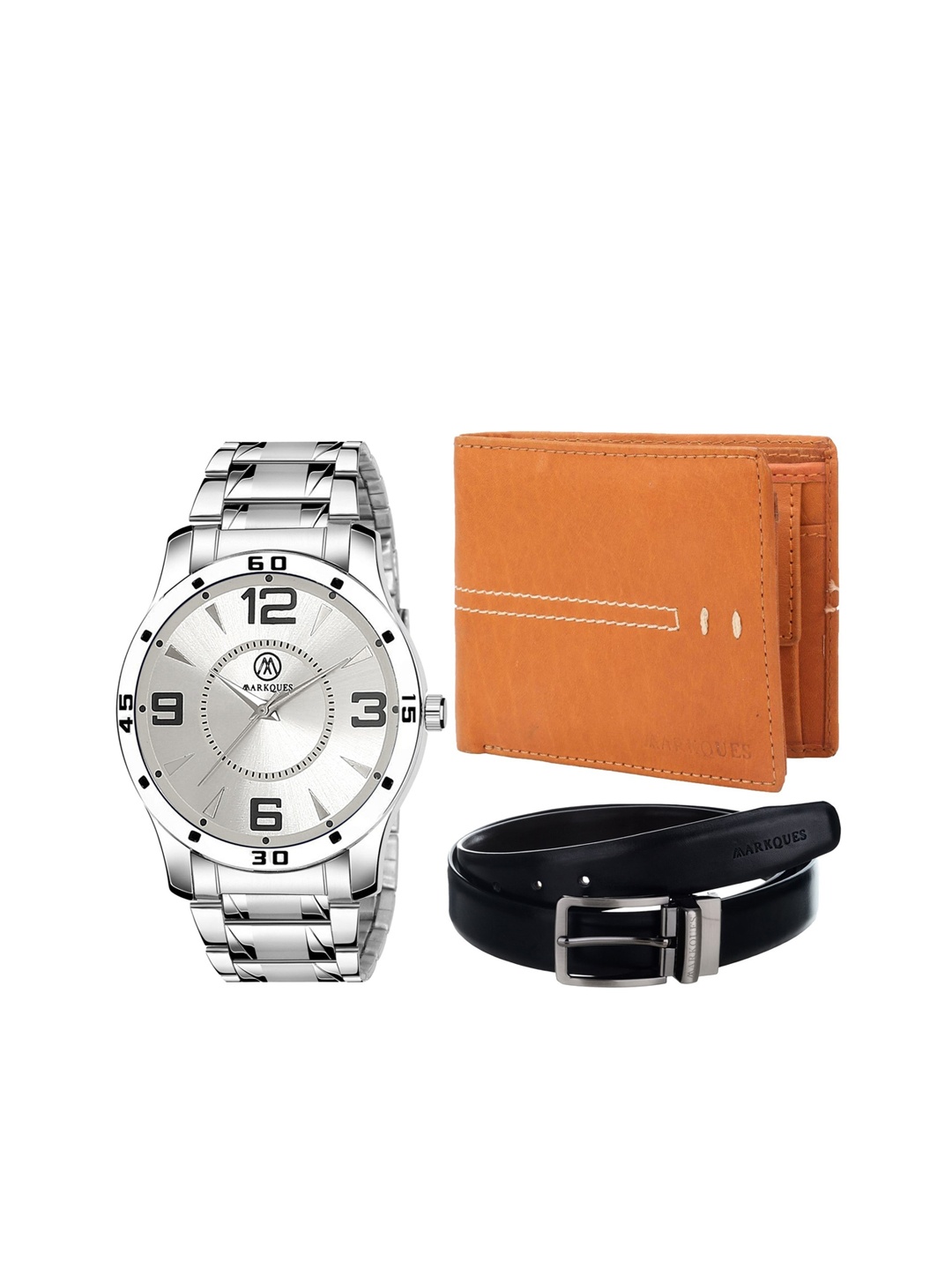 

MARKQUES Men Solid Accessory Gift Set, Silver