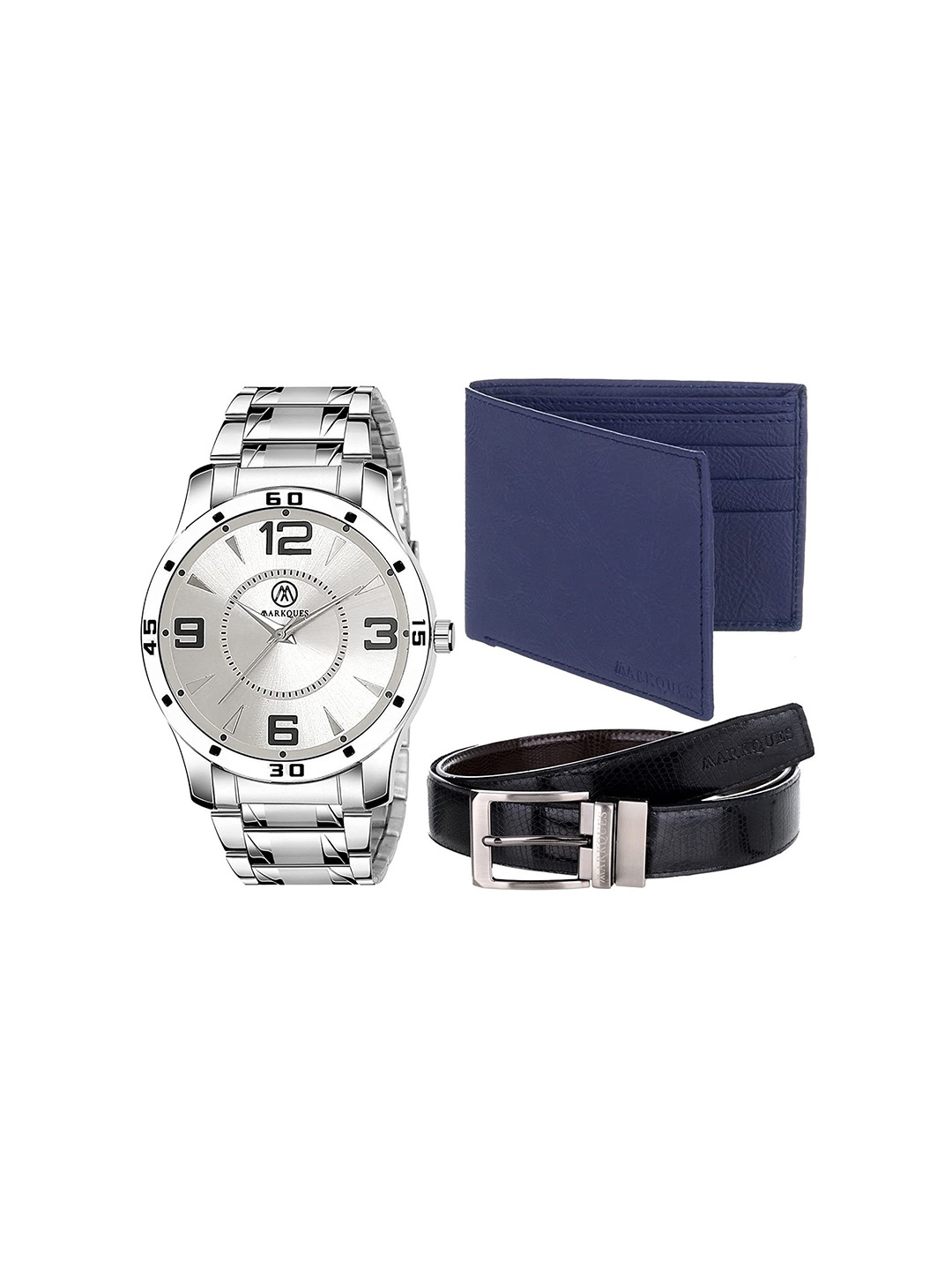 

MARKQUES Men Solid Accessory Gift Set, Silver