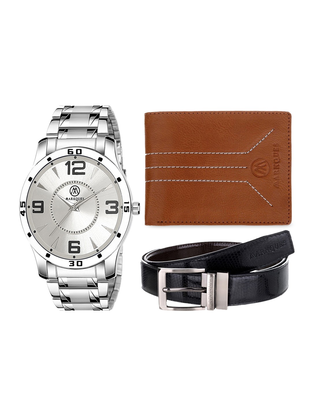 

MARKQUES Men Solid Accessory Gift Set, Silver