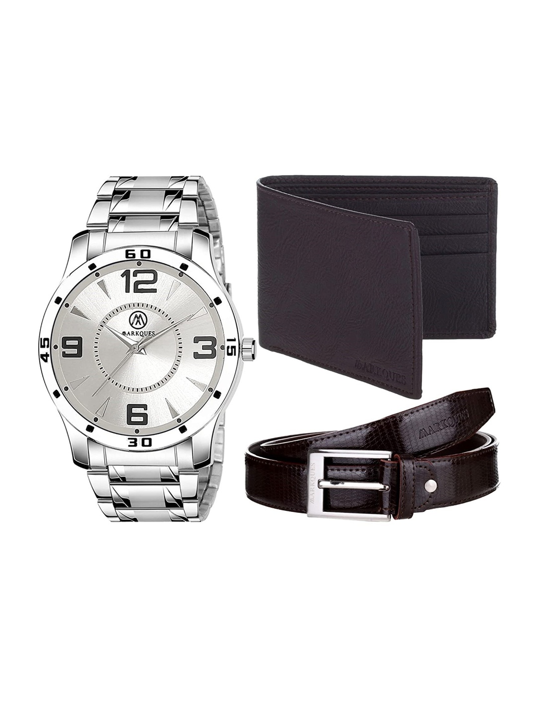 

MARKQUES Men Black Solid Accessory Gift Set, Silver