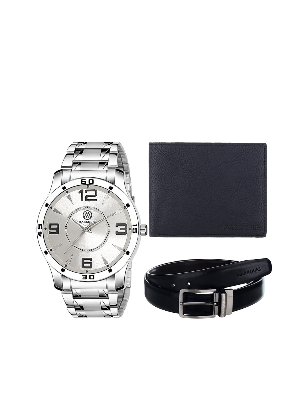 

MARKQUES Men Solid Accessory Gift Set, Silver