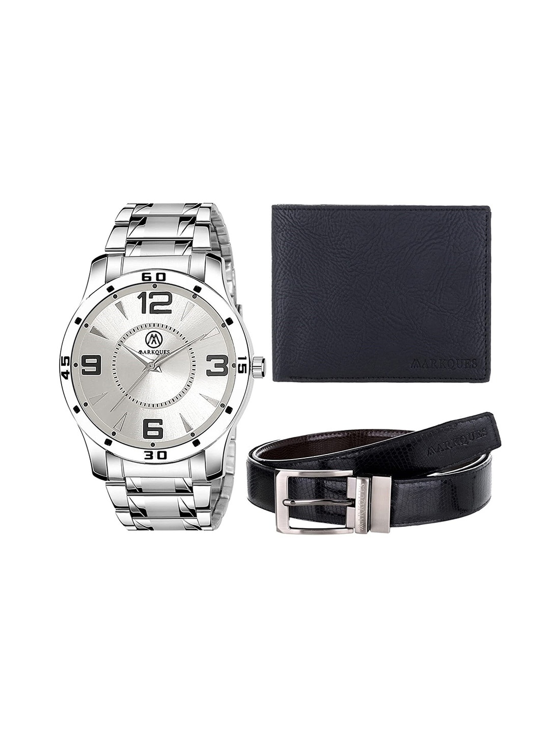 

MARKQUES Men Solid Accessory Gift Set, Silver