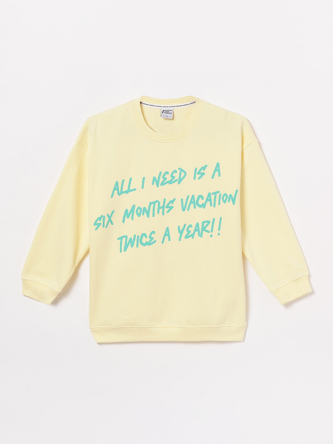 

Fame Forever by Lifestyle Boys Printed Sweatshirt, Yellow