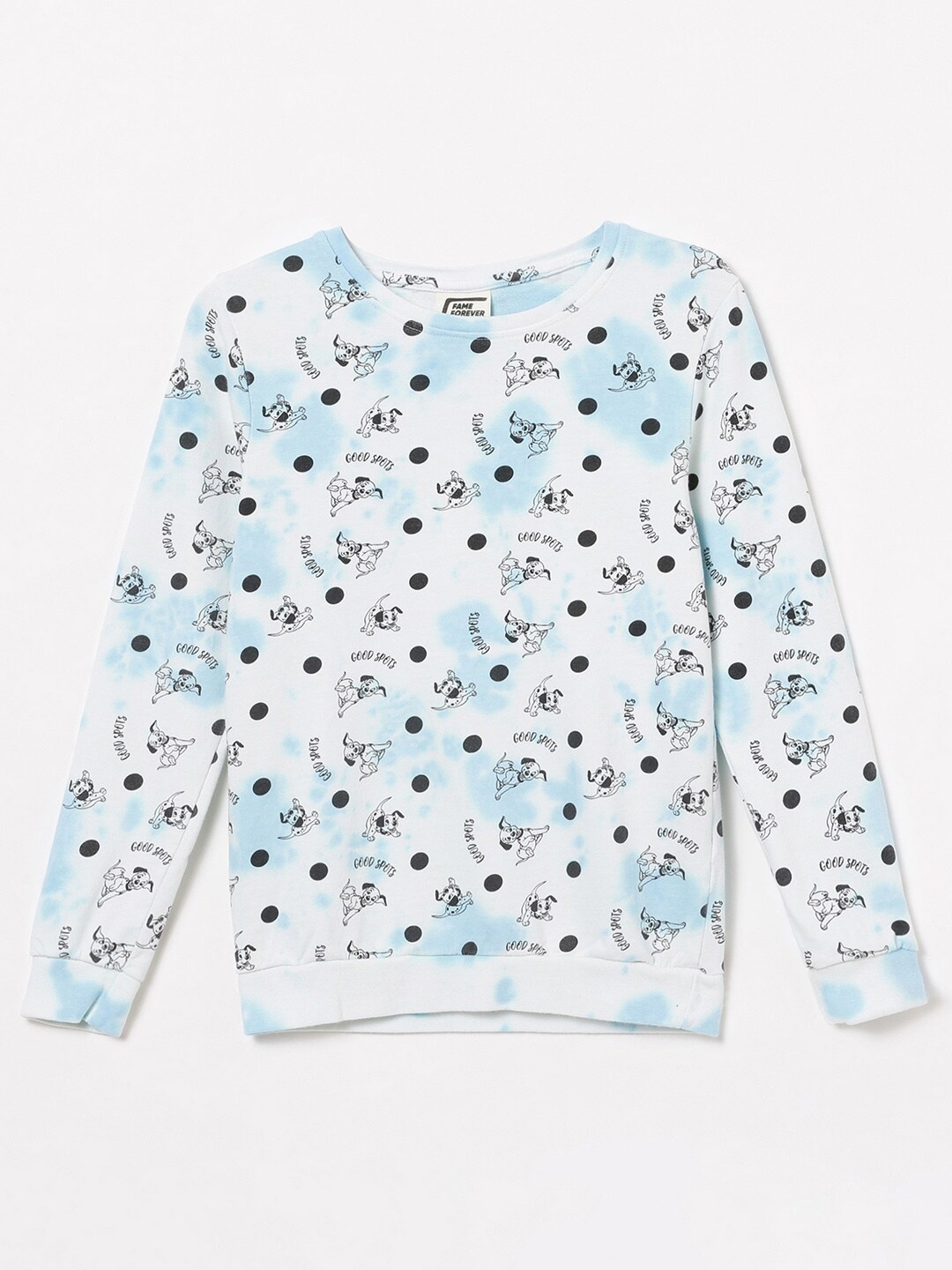 

Fame Forever by Lifestyle Girls Cotton Dalmatian Printed Sweatshirt, White