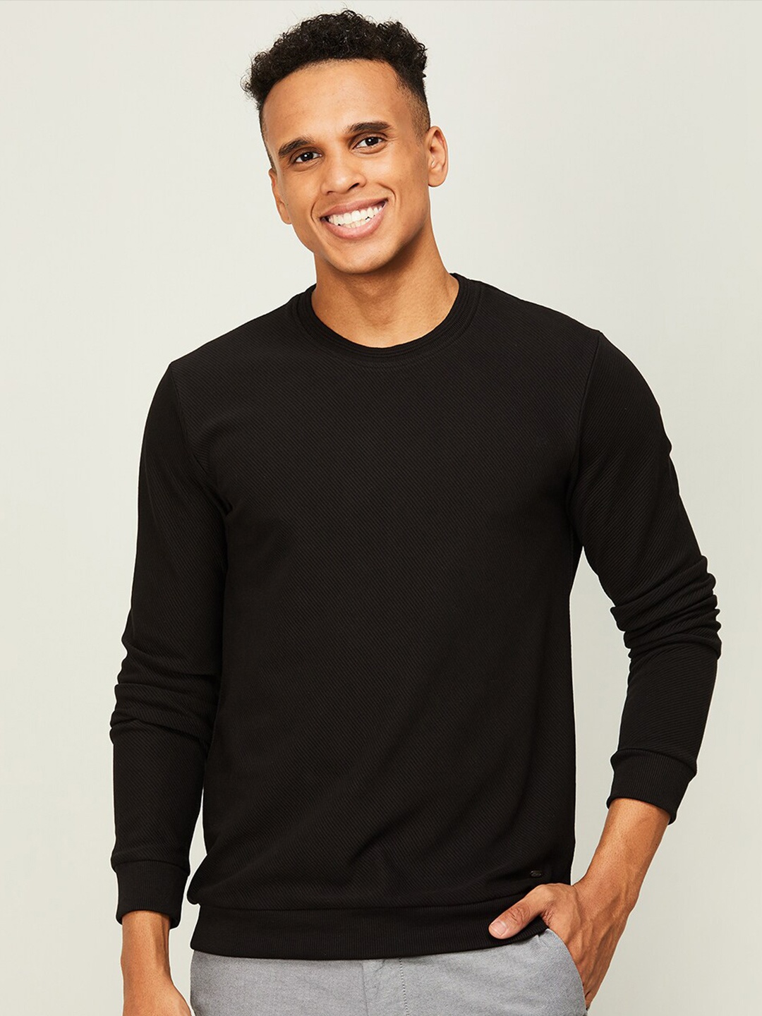 

CODE by Lifestyle Men Black Pure Cotton Pullover Sweatshirt