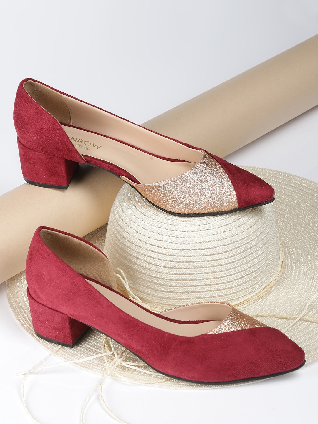 

Monrow Colourblocked Party Block Pumps, Maroon
