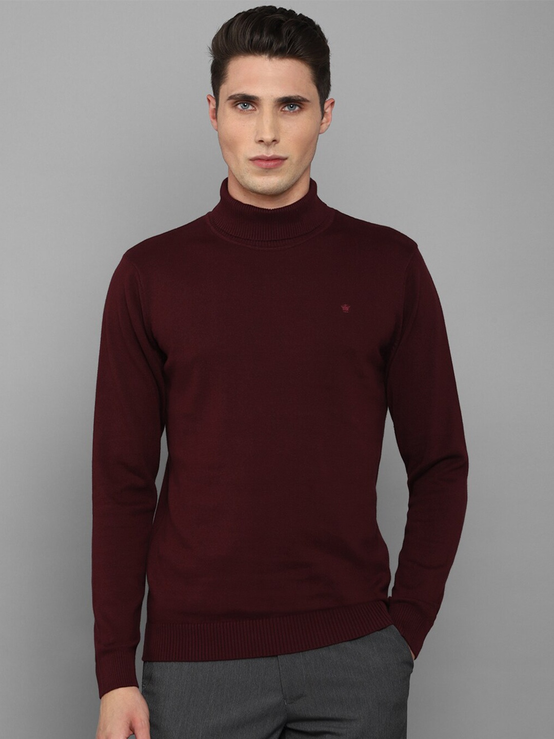 

Louis Philippe Men Maroon Turtle Neck Pullover