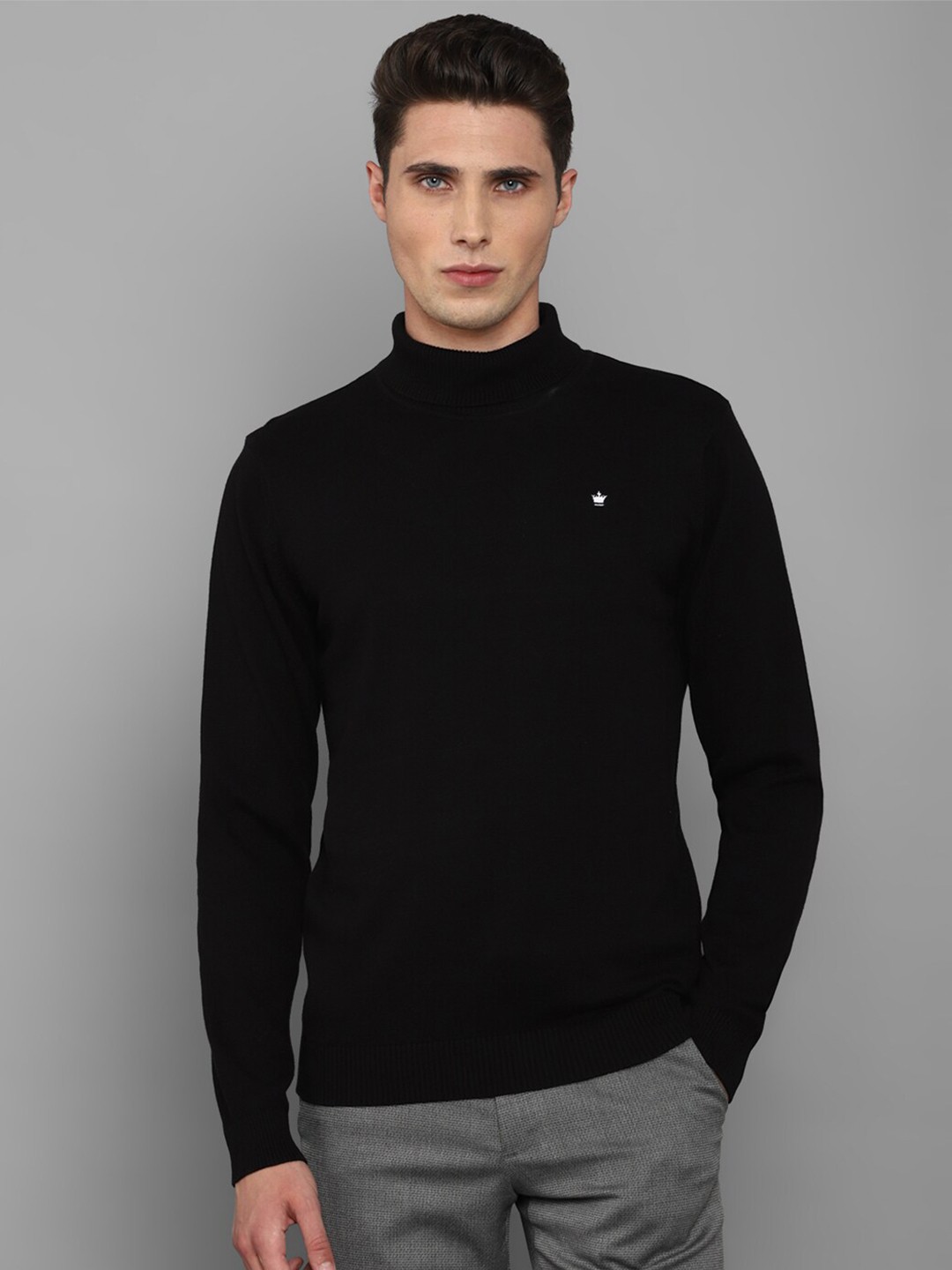 

Louis Philippe Men Black Turtle Neck Pullover