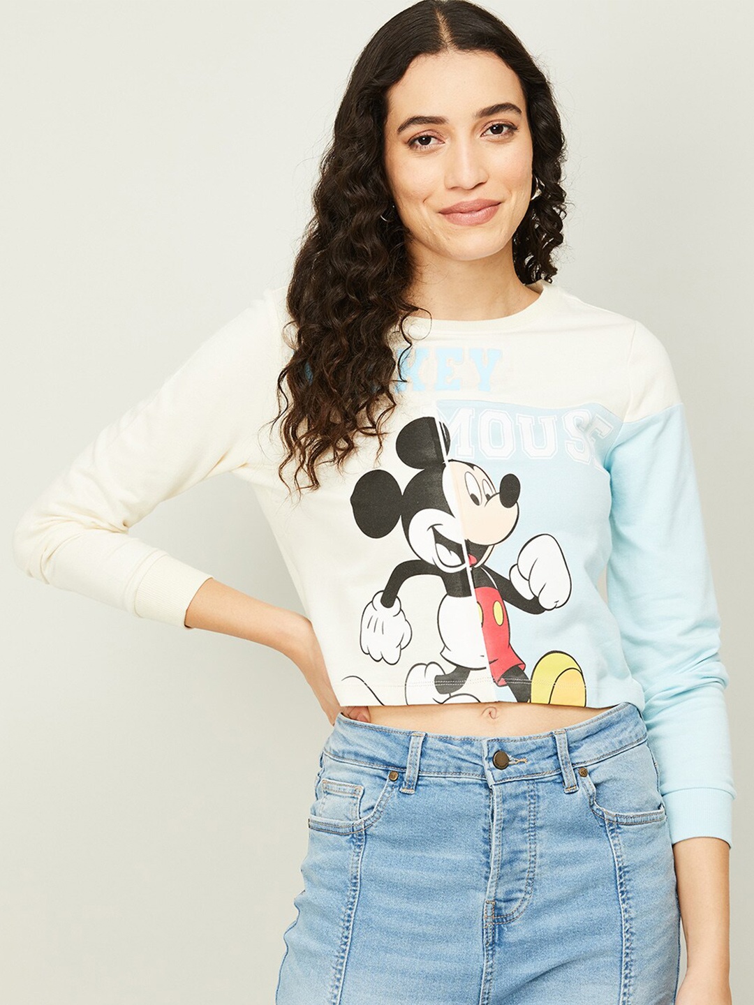 

Ginger by Lifestyle Women Cotton Printed Sweatshirt, Cream