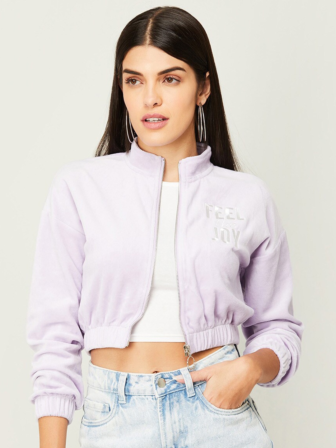 

Ginger by Lifestyle Women Cotton Embroidered Sweatshirt, Lavender