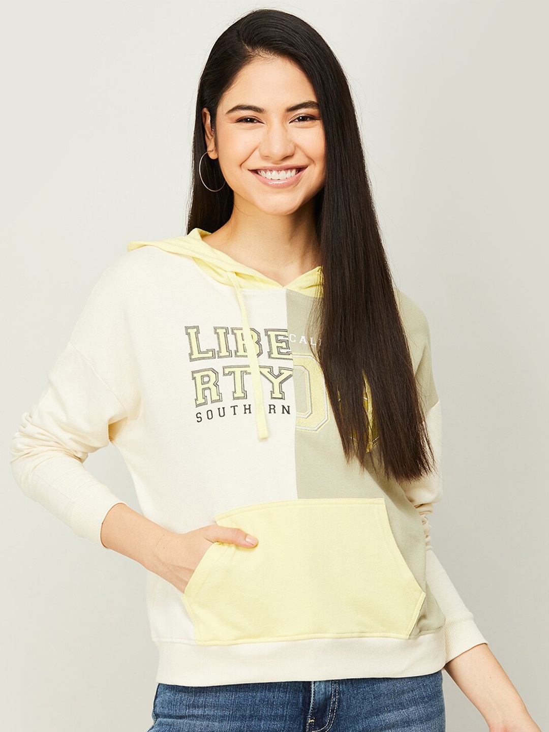 

Ginger by Lifestyle Women Cotton Printed Hooded Sweatshirt, Olive