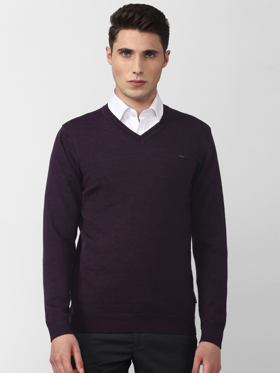 

Van Heusen Men Navy Blue Woolen Solid Pullover