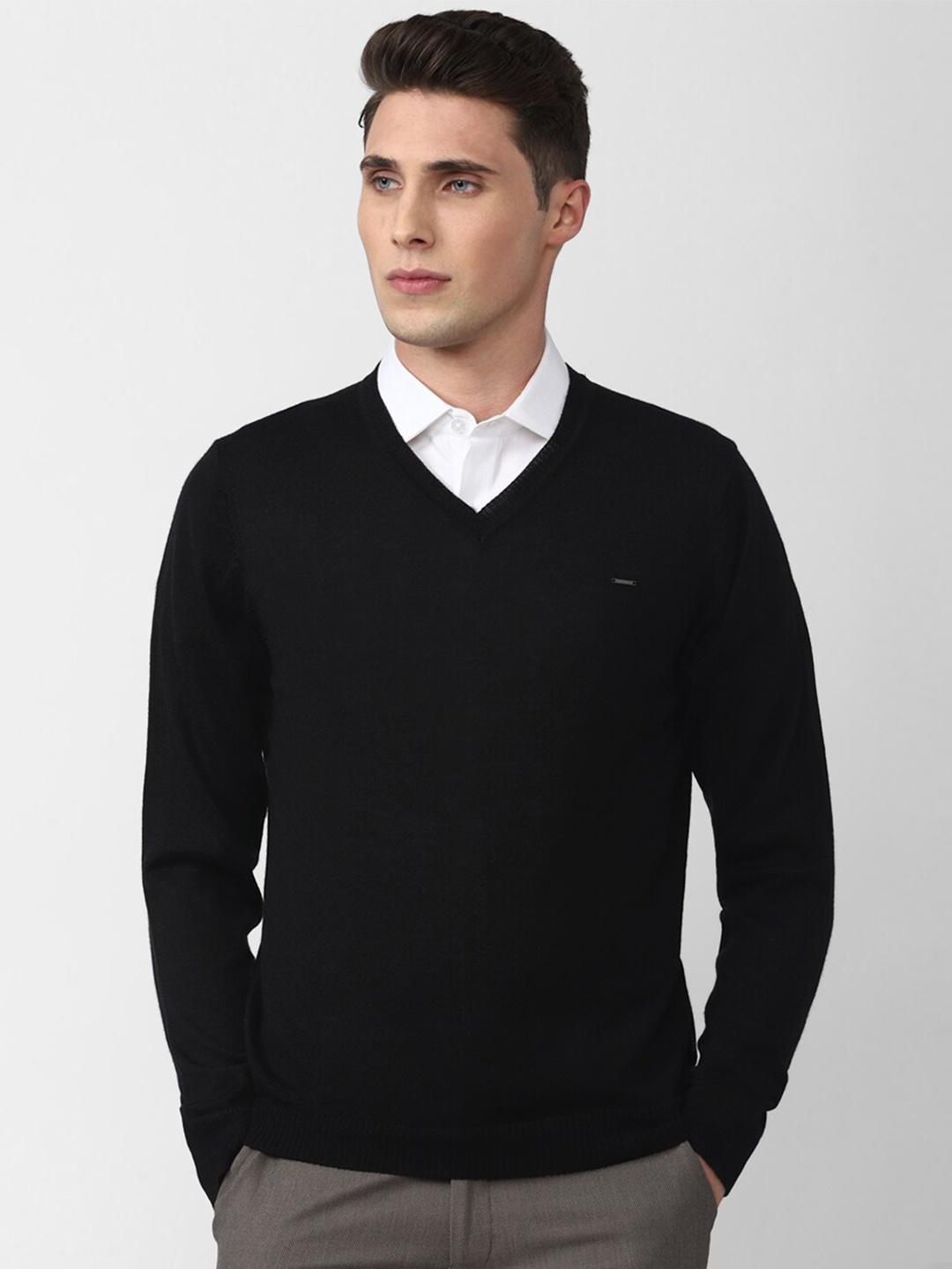 

Van Heusen Men Black Acrylic Solid Pullover