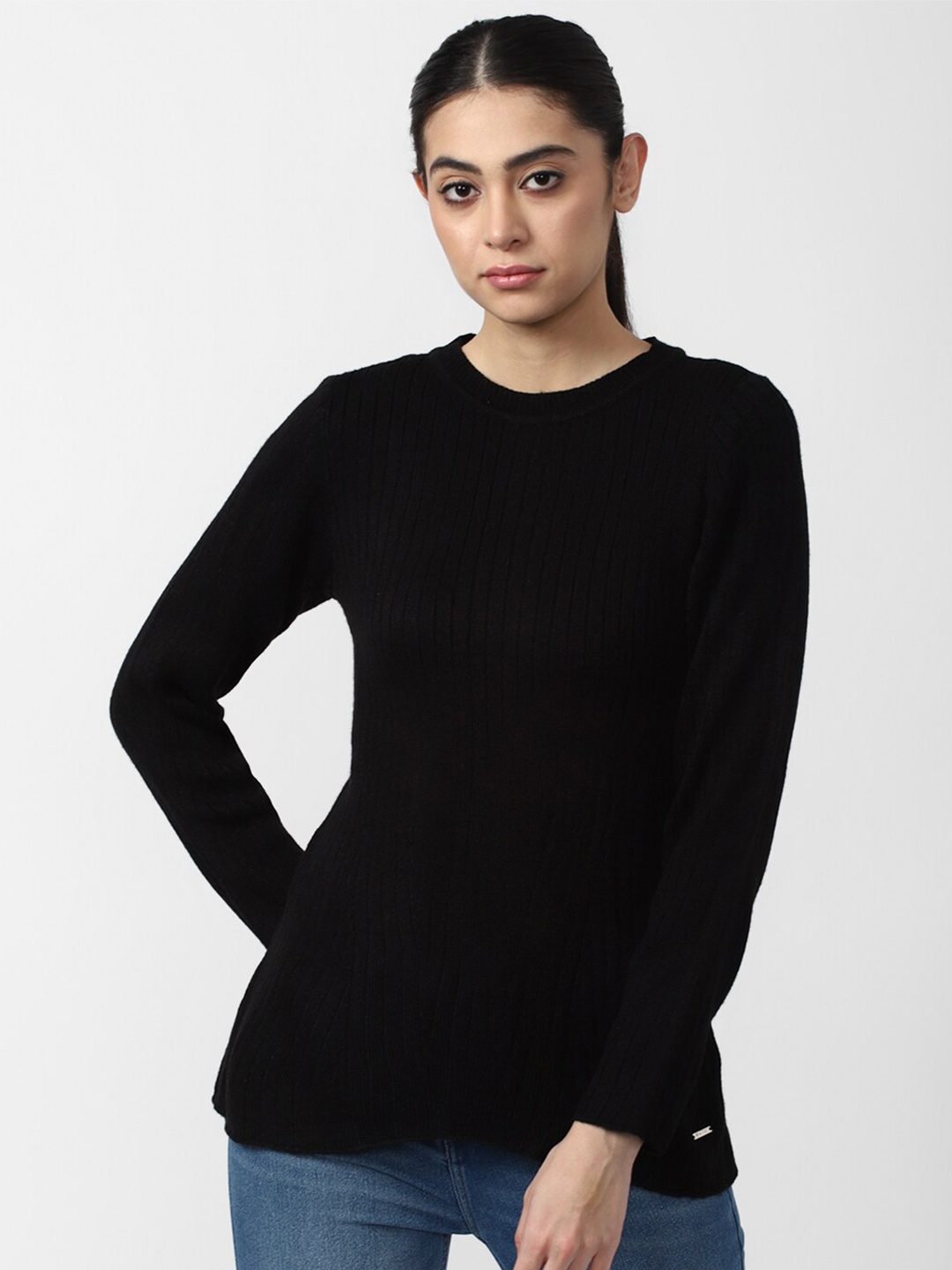 

Van Heusen Woman Black Solid Pullover