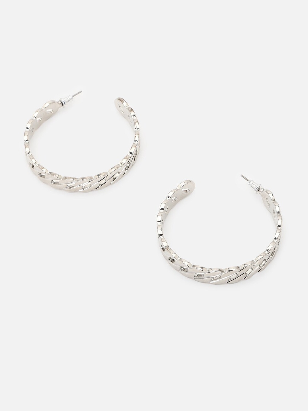 

FOREVER 21 Women Silver-Toned Contemporary Hoop Earrings