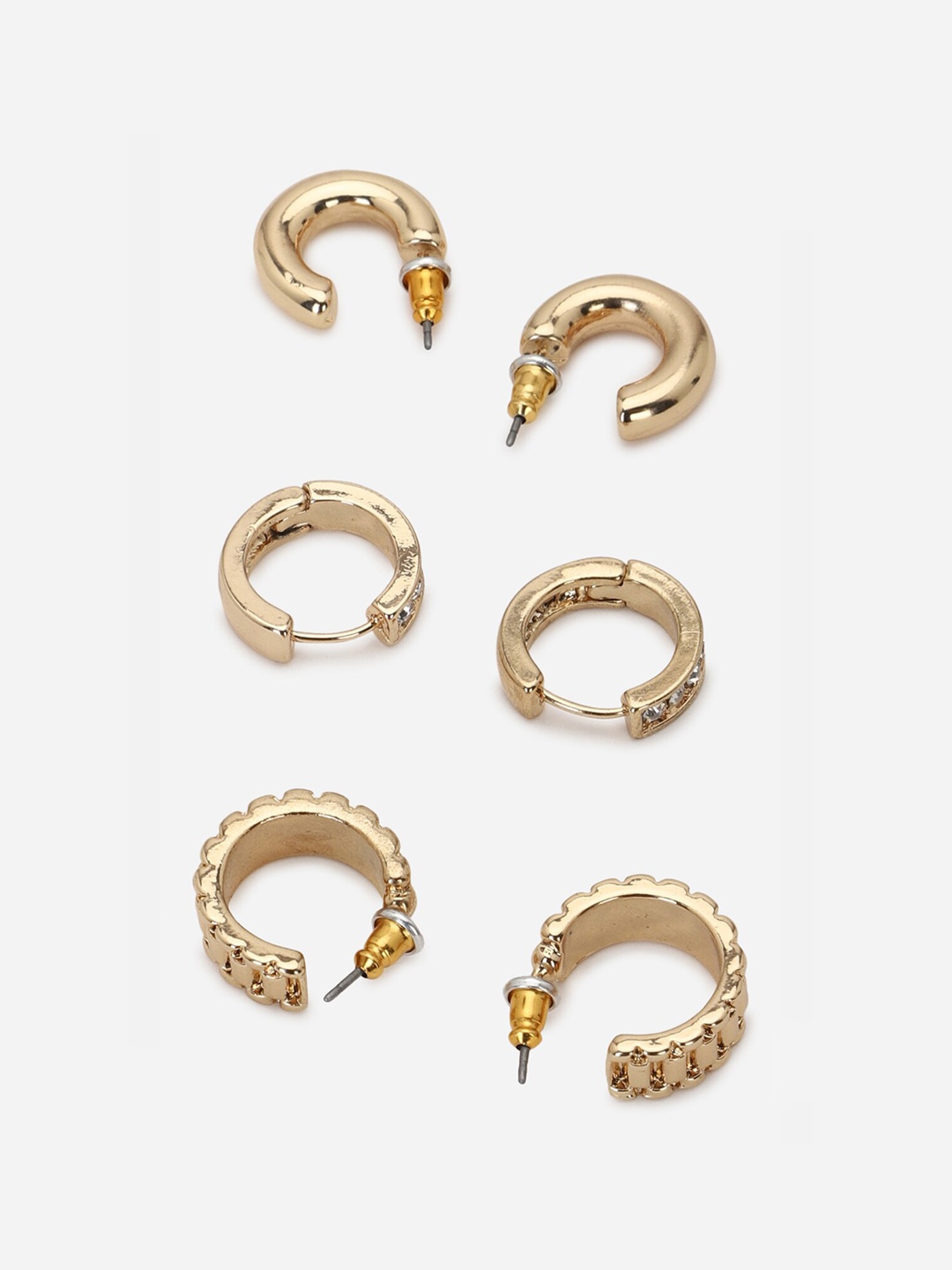 

FOREVER 21 Women Gold-Toned 3 Contemporary Hoop Earrings