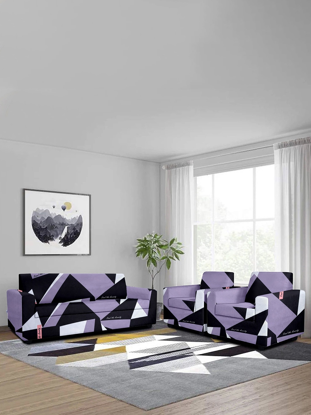 

Cortina Printed 5 Seater Sofa Covers, Grey