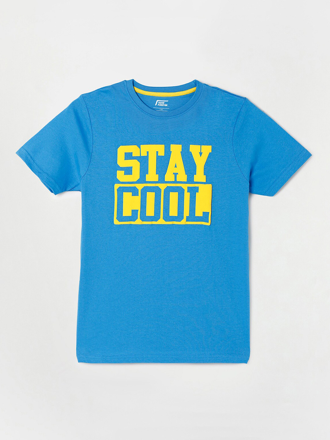 

Fame Forever by Lifestyle Boys Typography Printed Pure Cotton Applique T-shirt, Blue