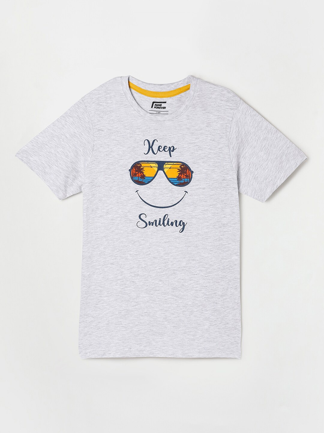 

Fame Forever by Lifestyle Boys Grey Melange Typography Printed Cotton T-shirt