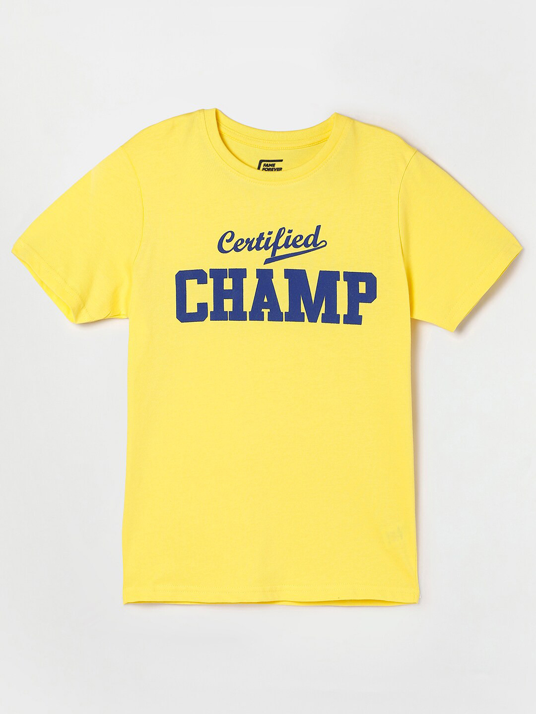 

Fame Forever by Lifestyle Boys Typography Printed Pure Cotton T-shirt, Yellow