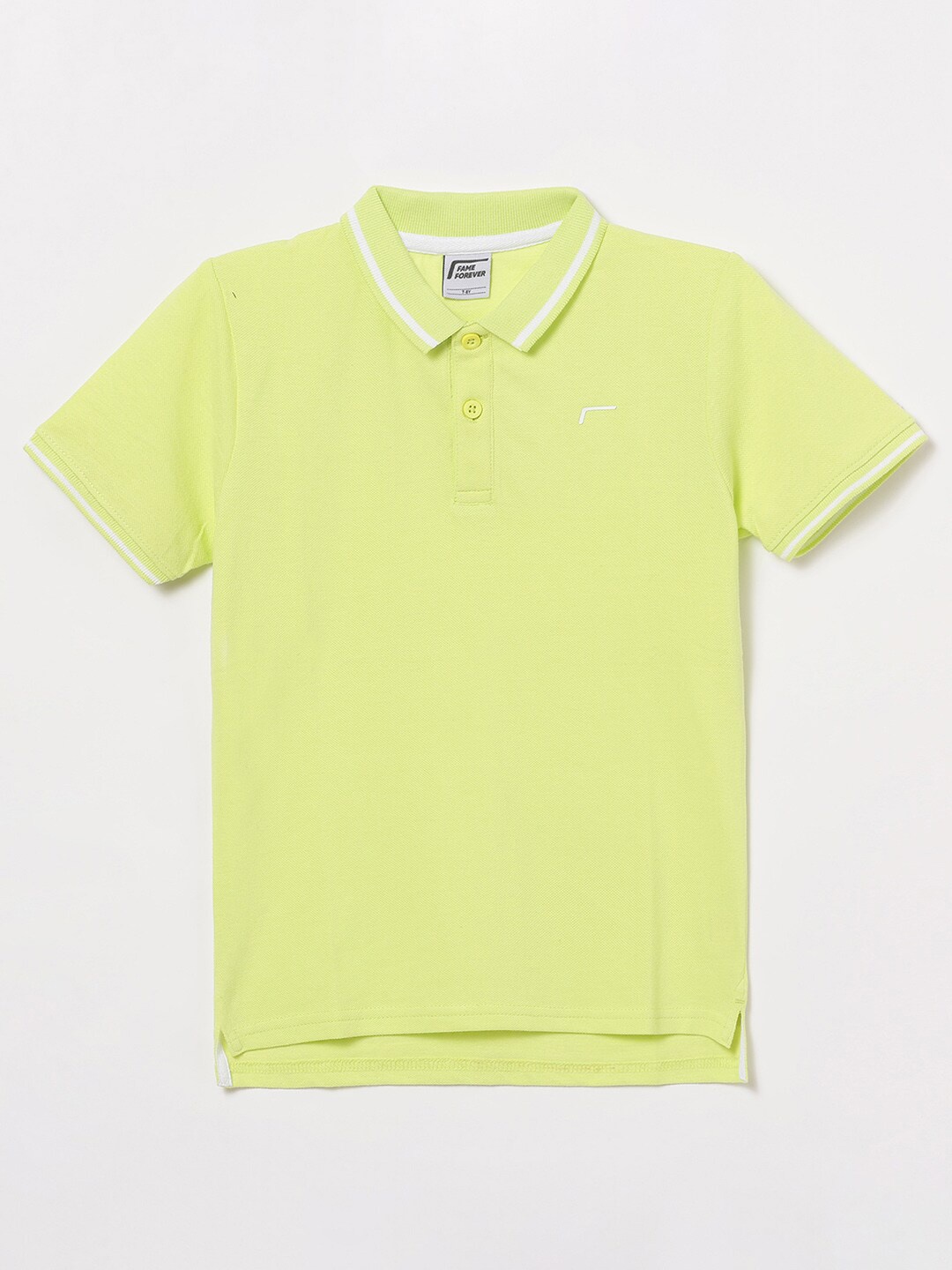 

Fame Forever by Lifestyle Boys Lime Green Polo Collar Pure Cotton T-shirt