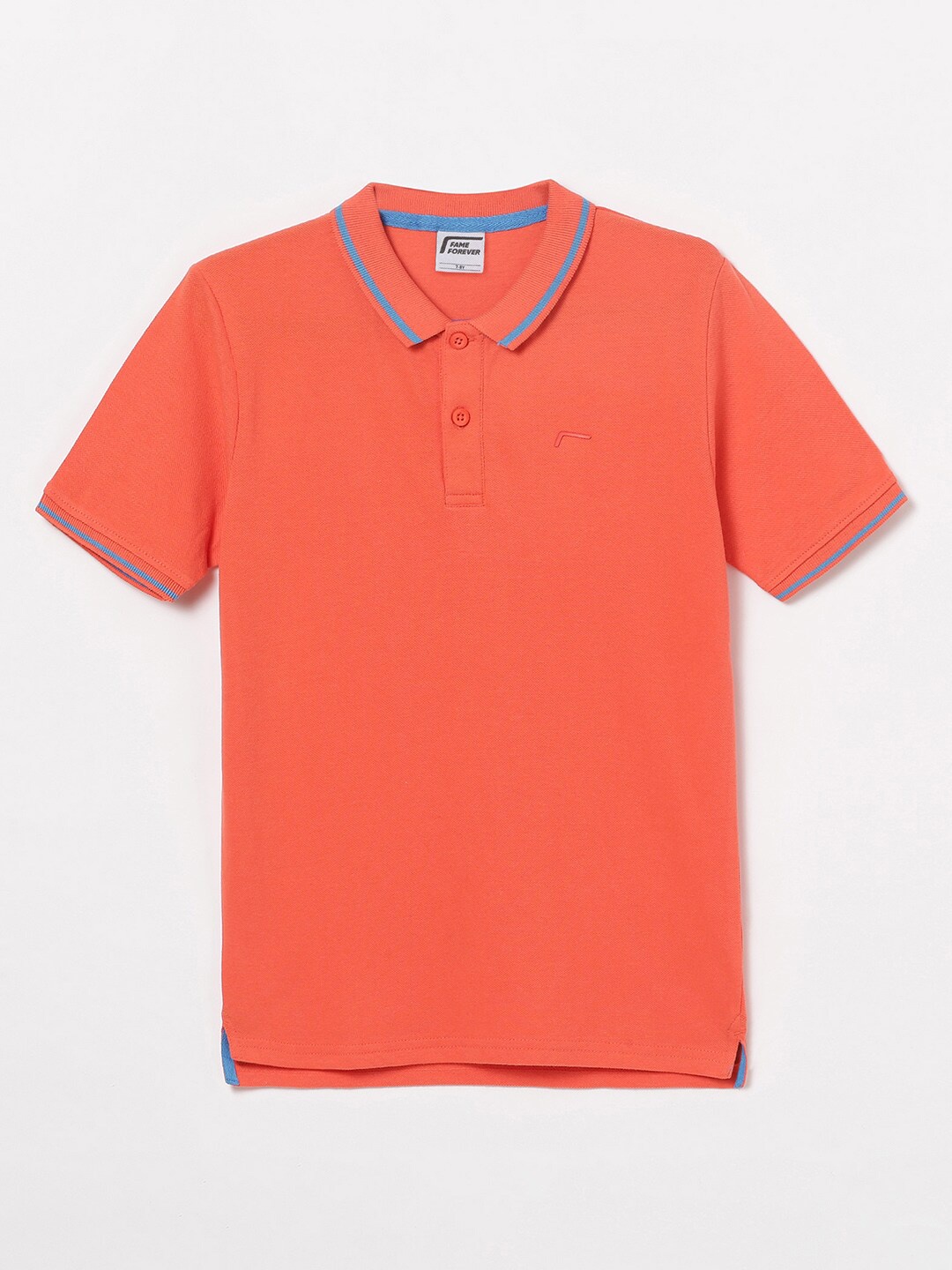 

Fame Forever by Lifestyle Boys Polo Collar Pure Cotton T-shirt, Coral
