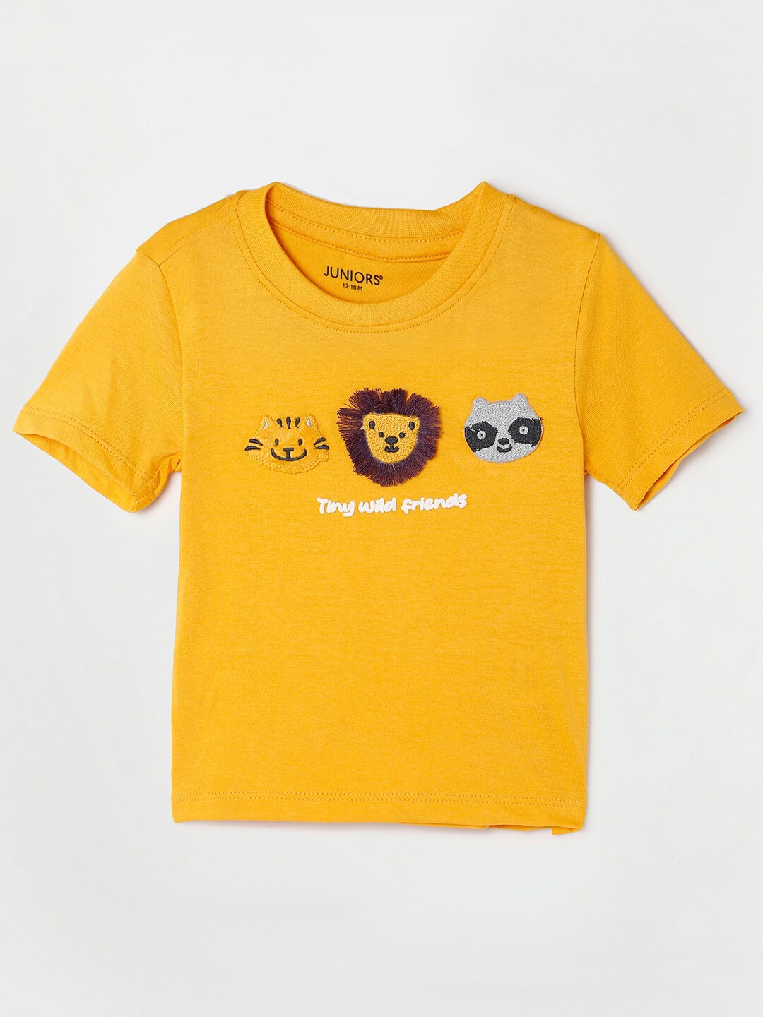 

Juniors by Lifestyle Boys Printed Applique Pure Cotton T-shirt, Mustard