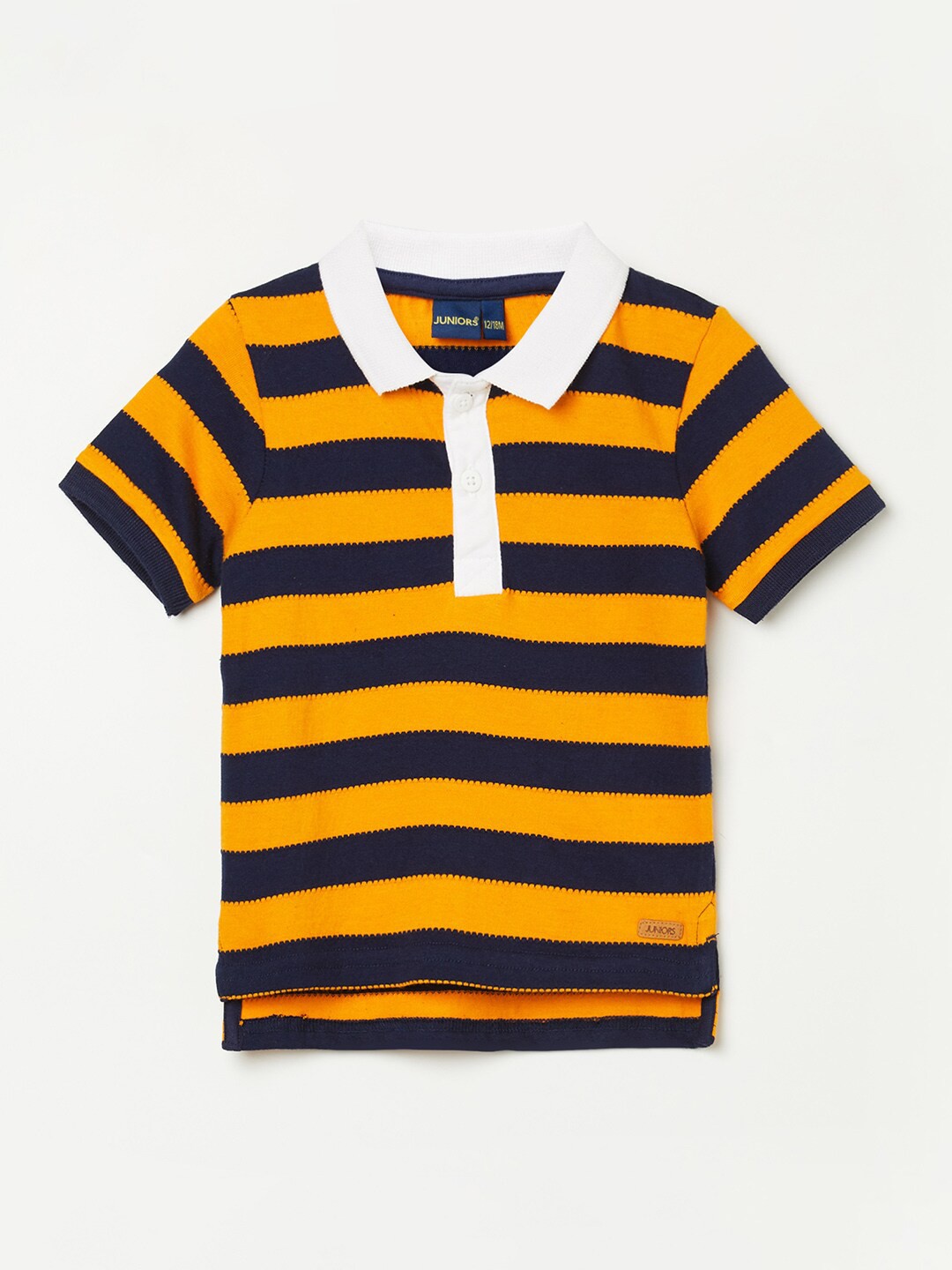 

Juniors by Lifestyle Boys Striped Polo Collar Pure Cotton T-shirt, Mustard