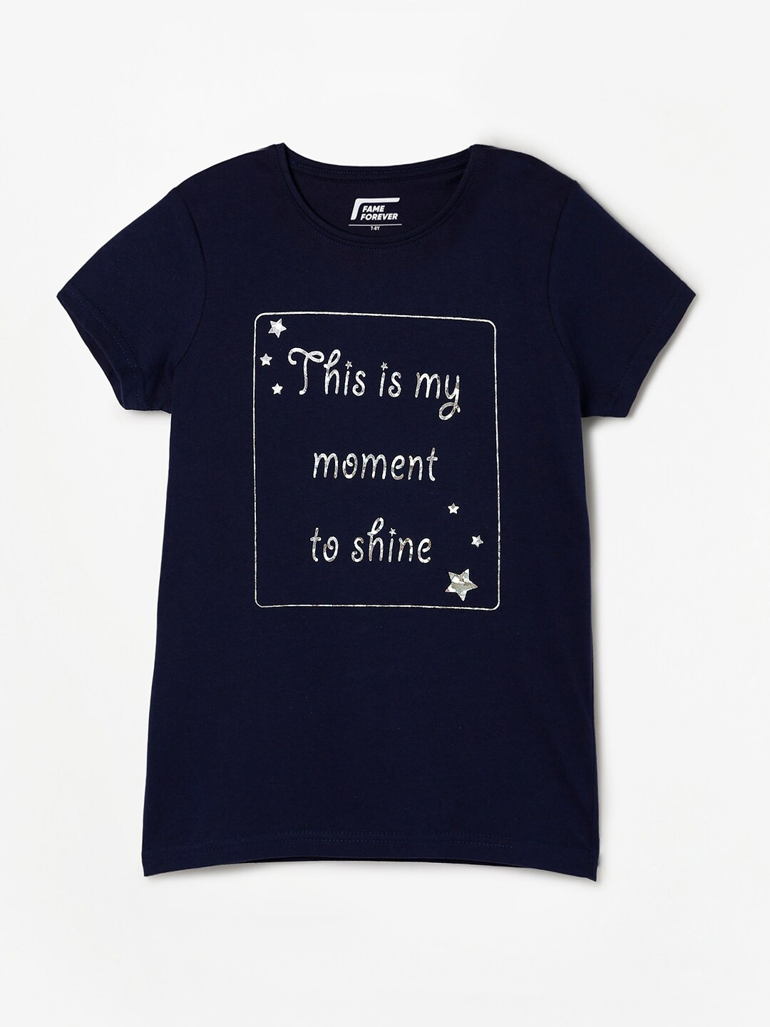 

Fame Forever by Lifestyle Girls Typography Printed Pure Cotton T-shirt, Navy blue