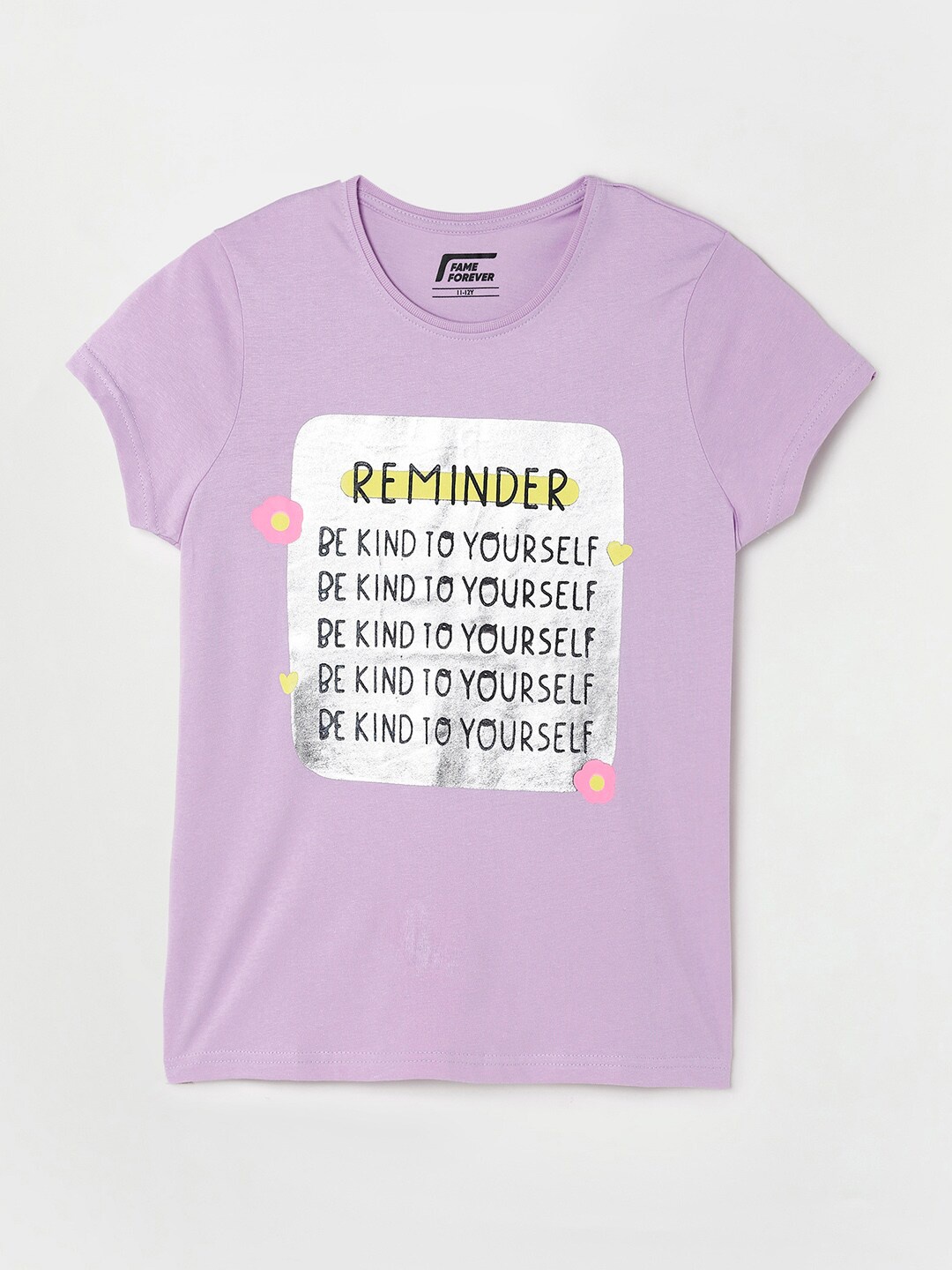 

Fame Forever by Lifestyle Girls Typography Printed Pure Cotton T-shirt, Purple