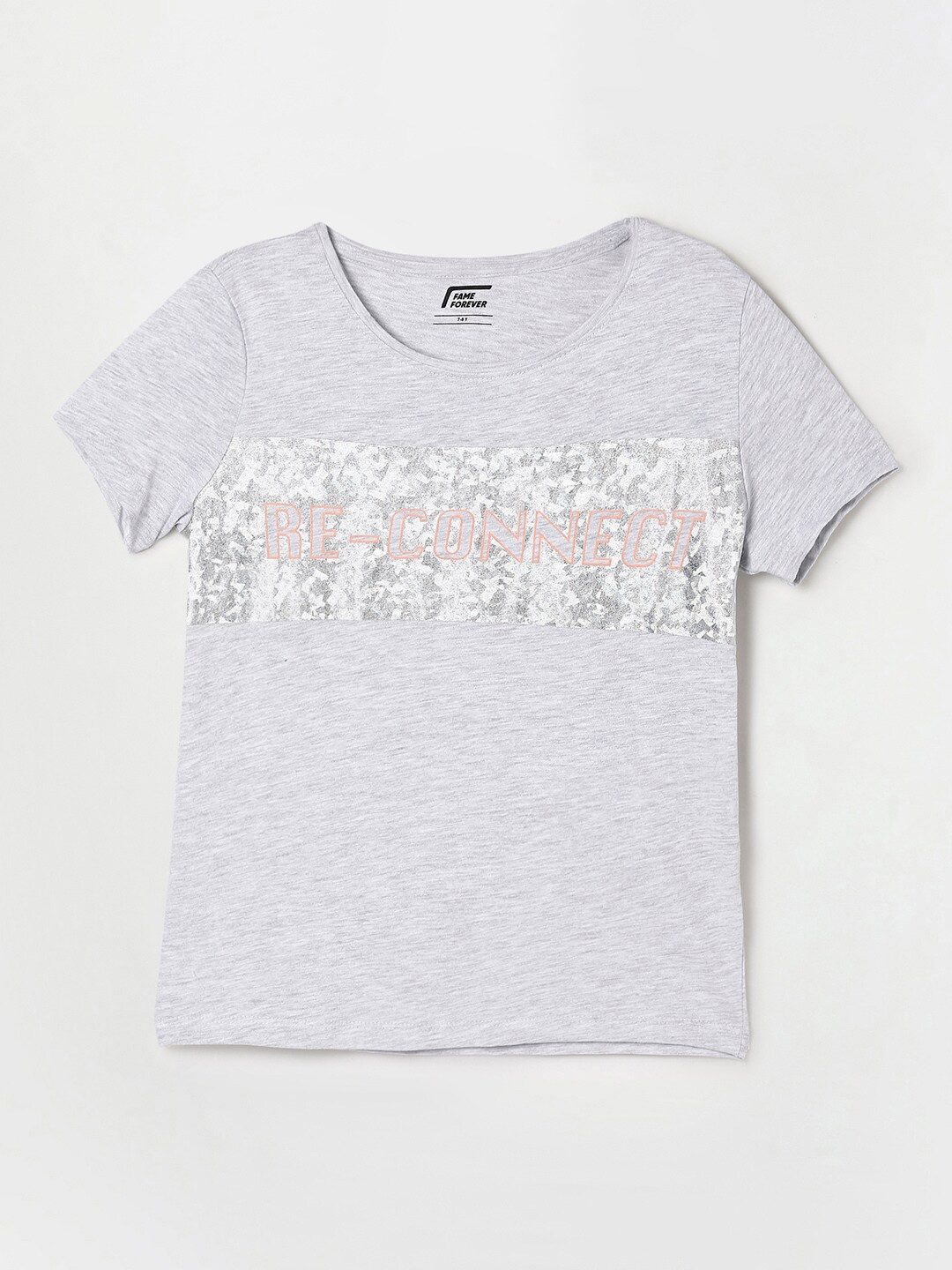 

Fame Forever by Lifestyle Girls Printed Pure Cotton T-shirt, Grey