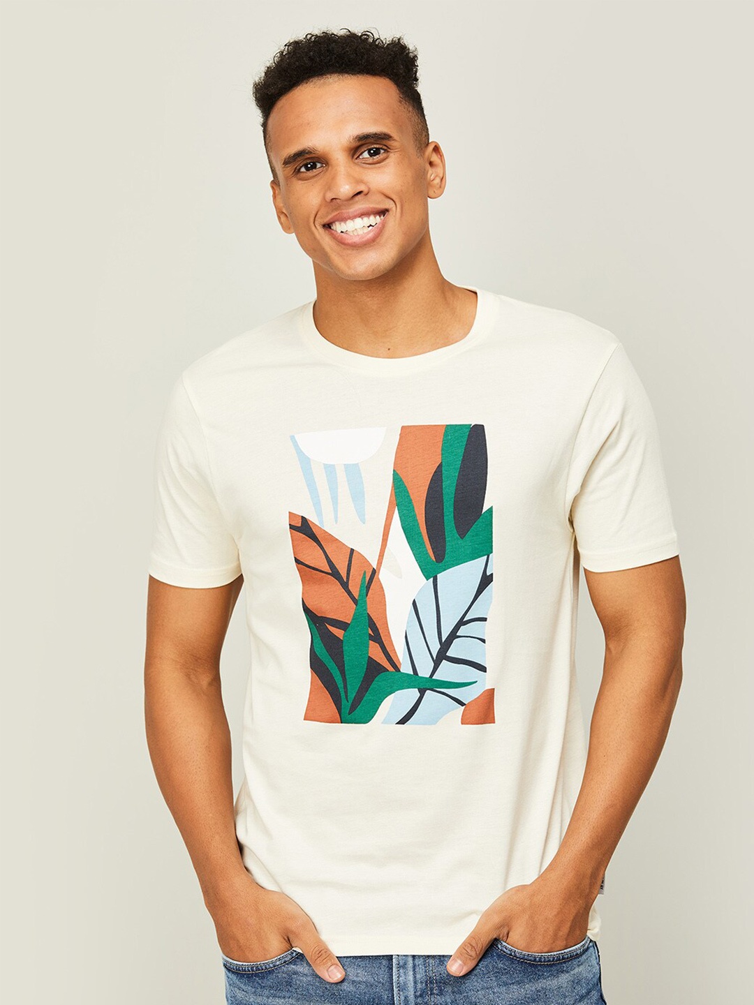 

Fame Forever by Lifestyle Men Printed Pure Cotton T-shirt, Off white