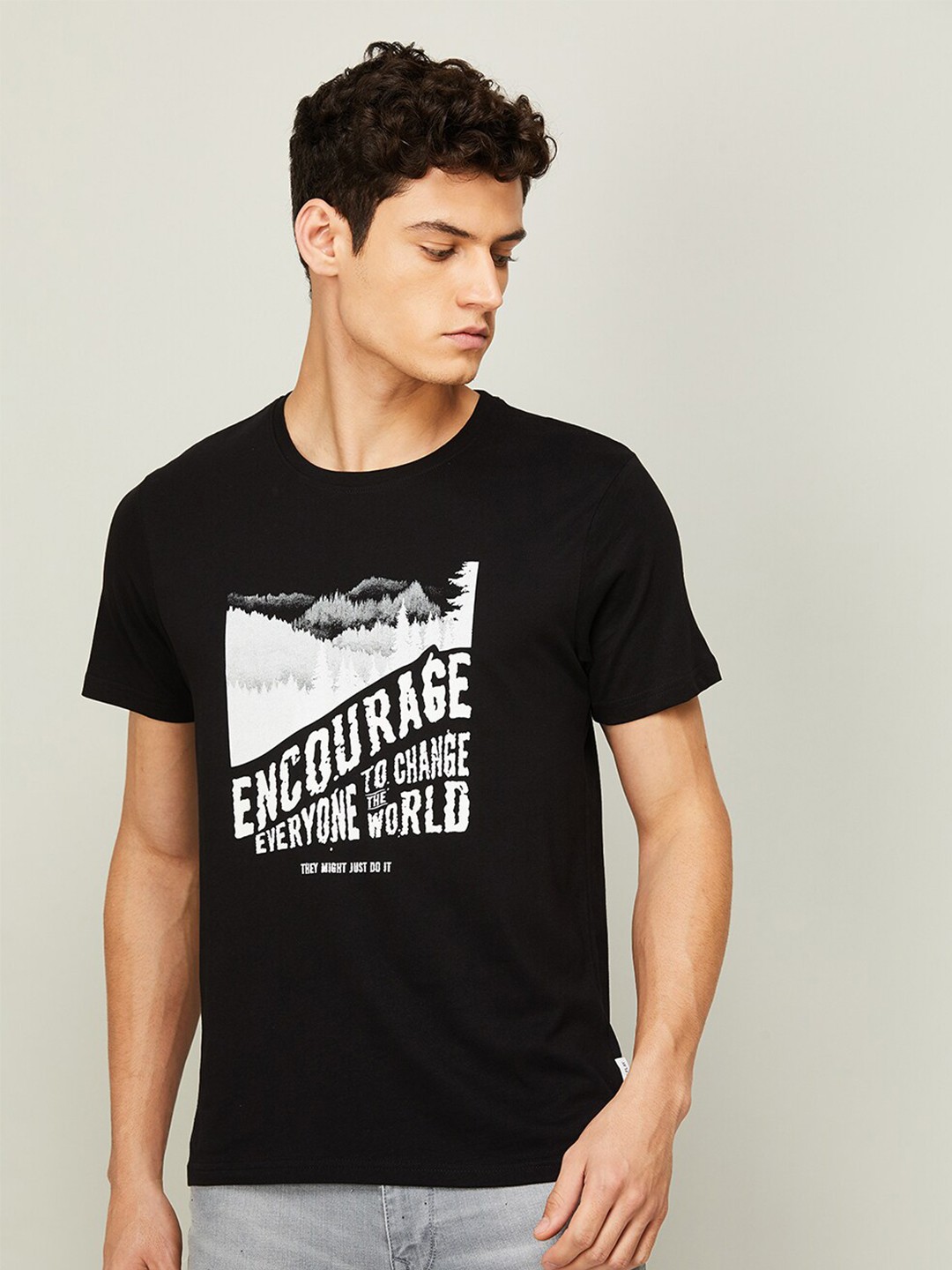 

Fame Forever by Lifestyle Men Black Printed Applique T-shirt