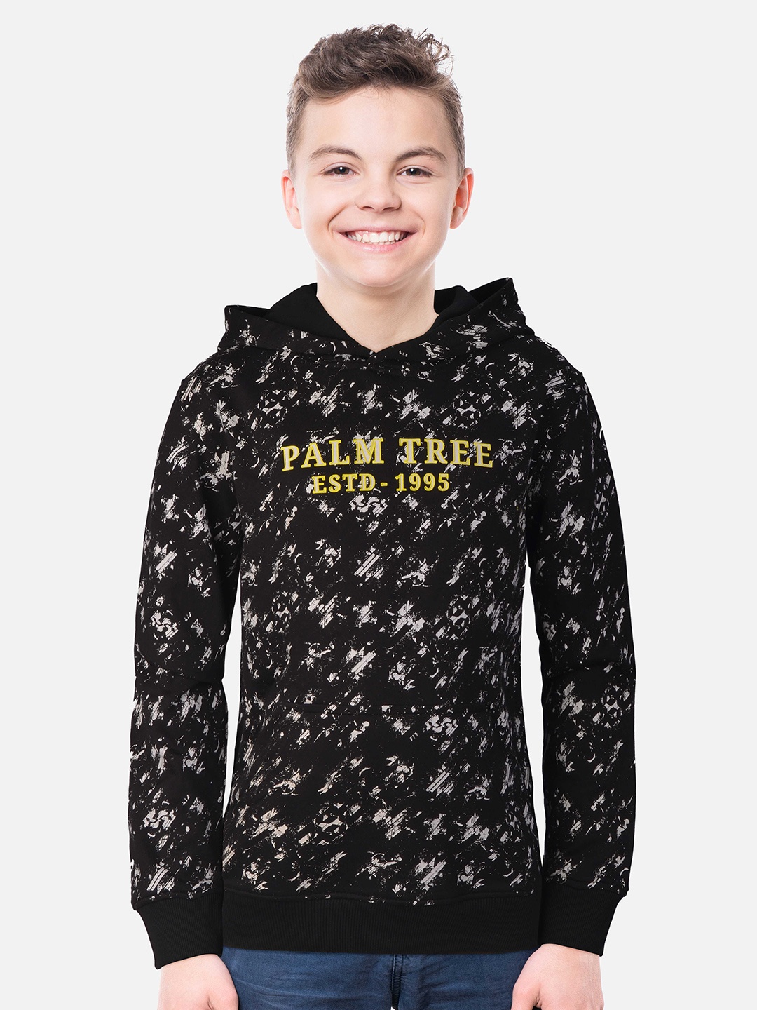 

Palm Tree Boys Black Printed Hooded Sweatshirt