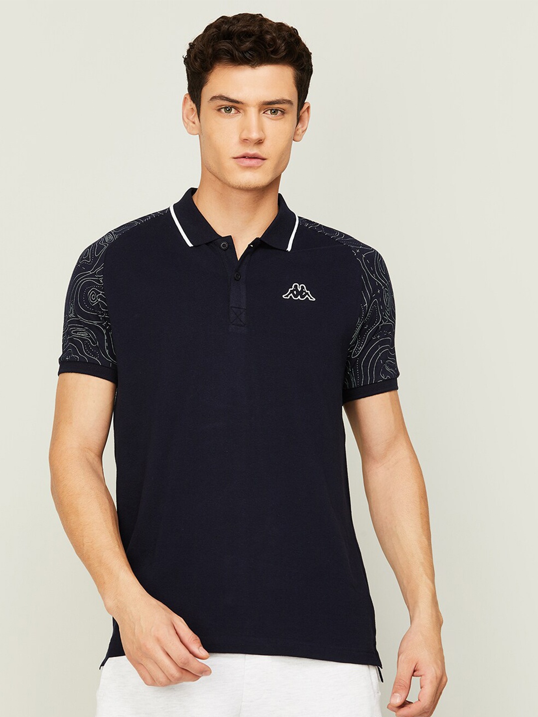 

Kappa Men Polo Collar Pure Cotton T-shirt, Navy blue