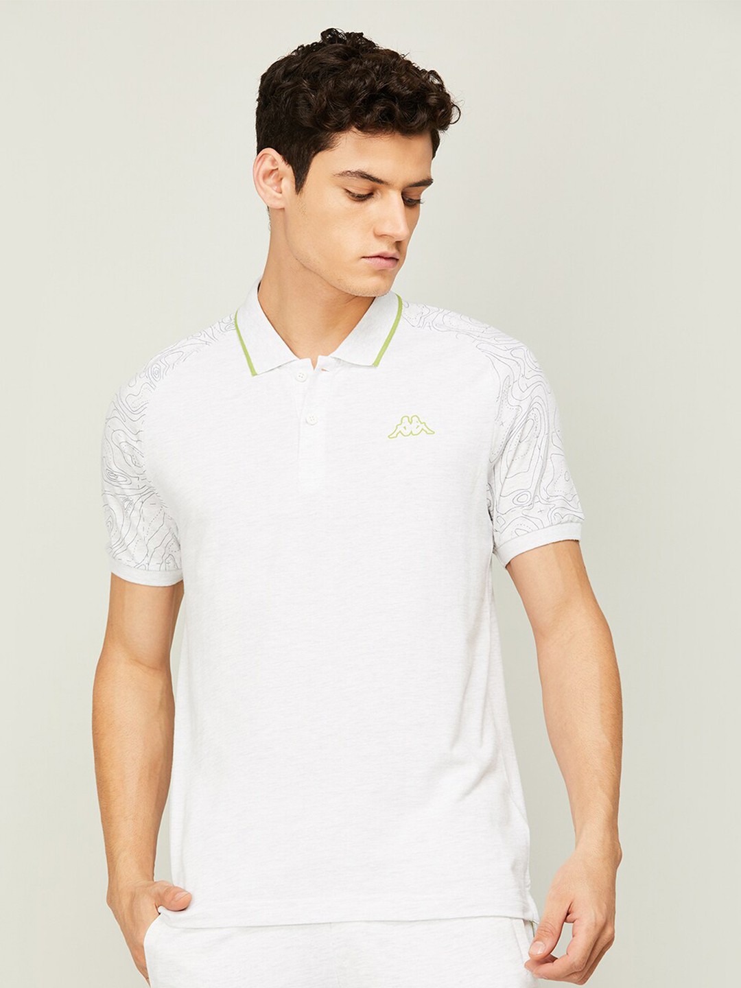 

Kappa Men Polo Collar Pure Cotton T-shirt, White