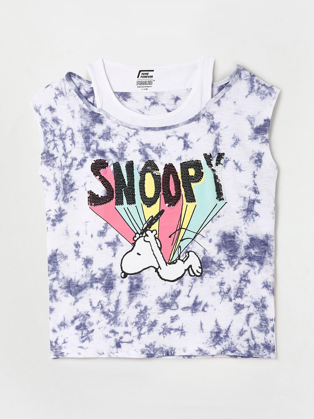 

Fame Forever by Lifestyle Snoopy Print Blouson Top, Navy blue