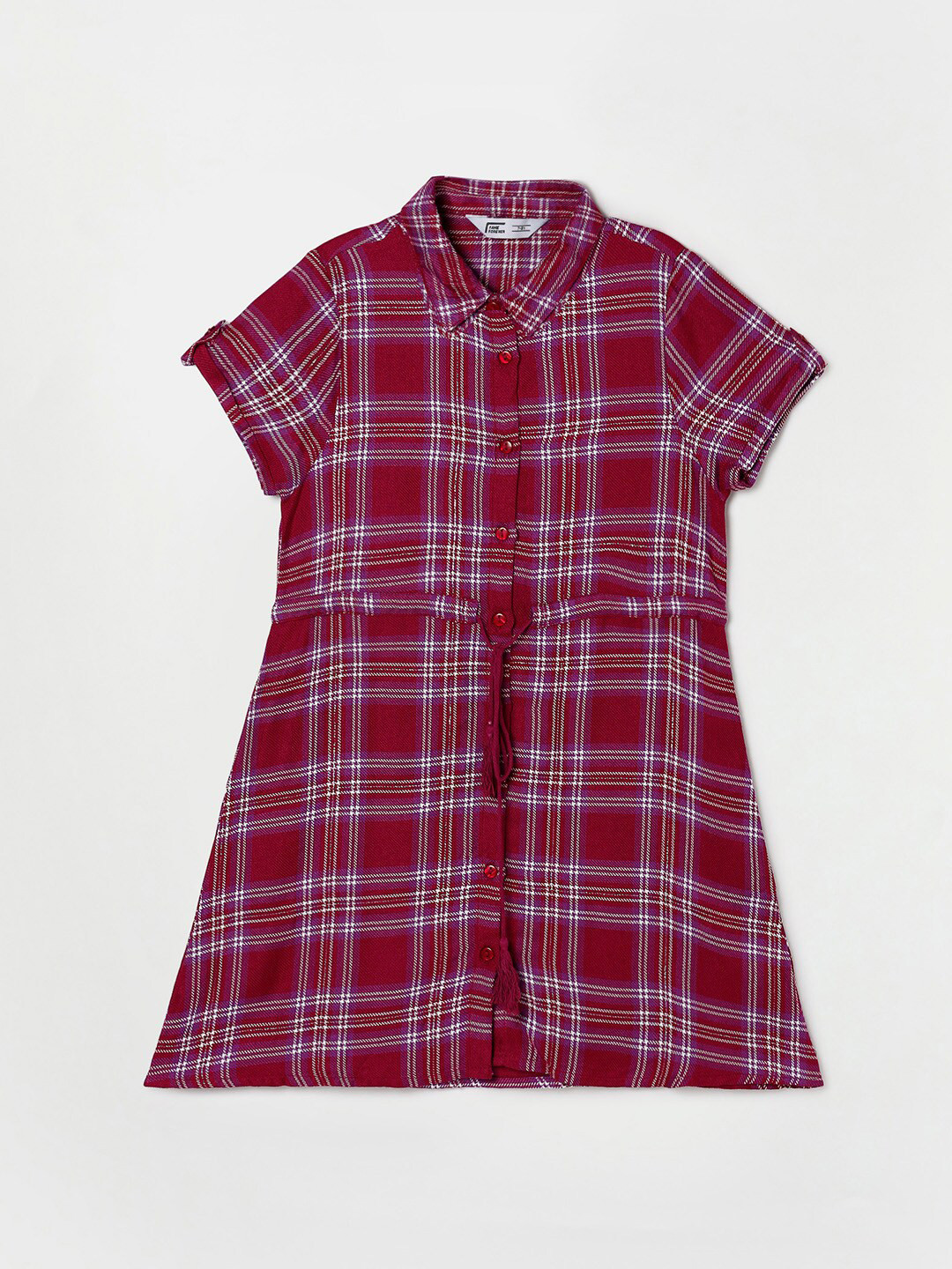 

Fame Forever by Lifestyle Checked Shirt Style Longline Top, Maroon