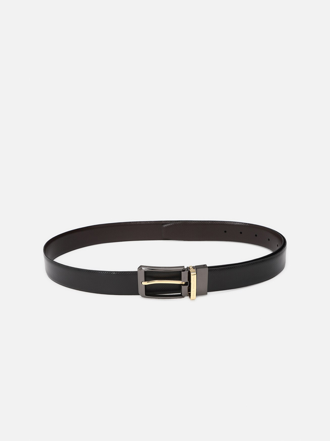 

Louis Philippe Men Textured Leather Formal Belt, Black