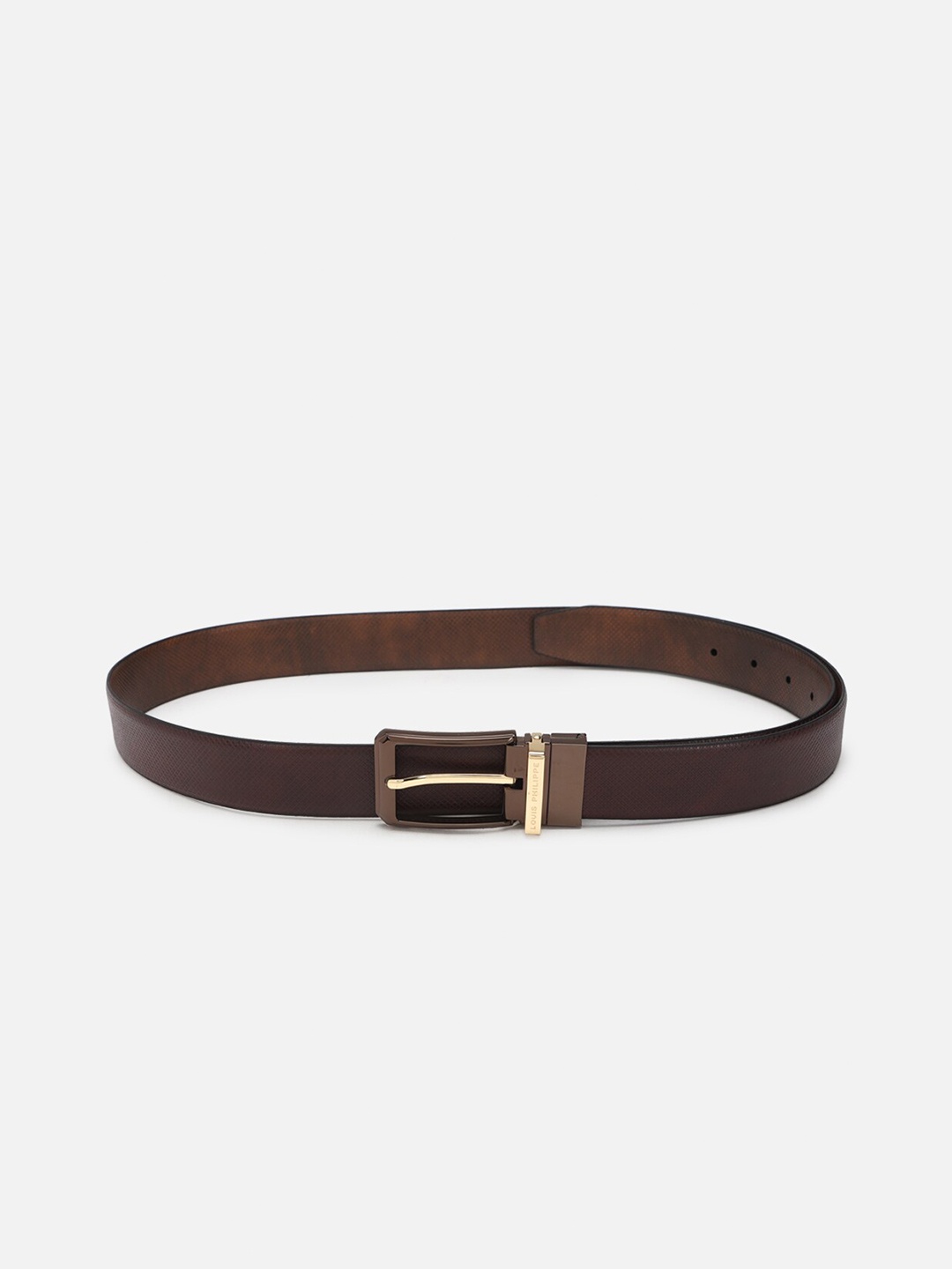 

Louis Philippe Men Textured Leather Formal Belt, Maroon