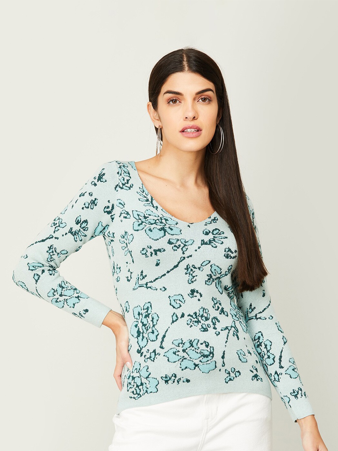 

CODE by Lifestyle Polyester Floral Print Top, Green