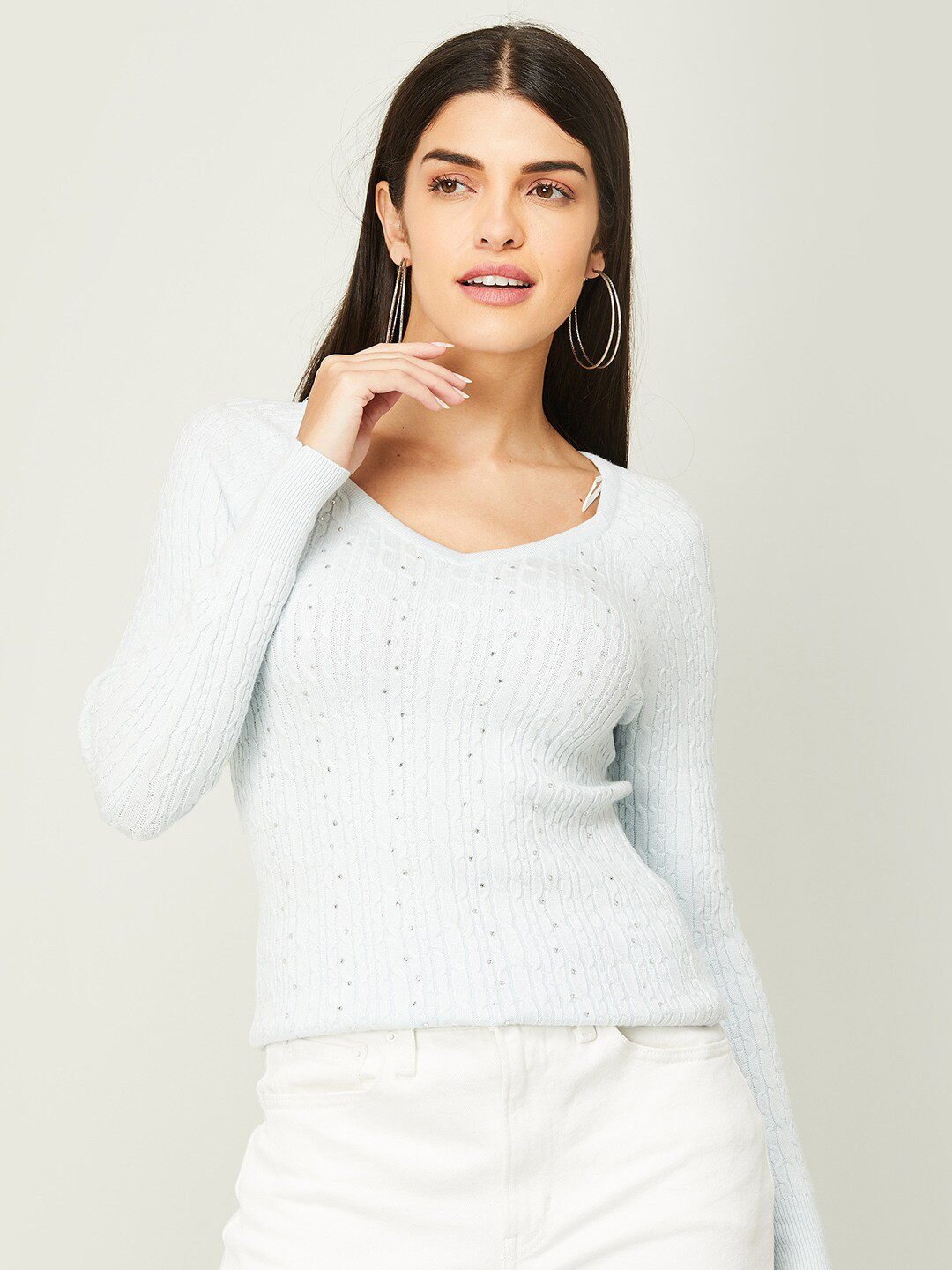 

CODE by Lifestyle Polyester Sweetheart Neck Top, Blue