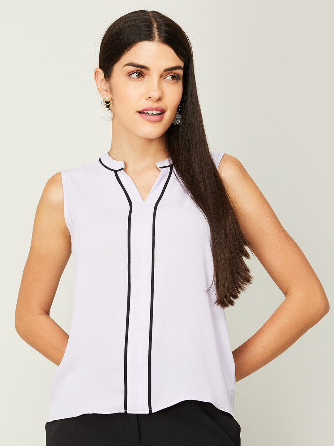 

CODE by Lifestyle Mandarin Collar Top, Purple