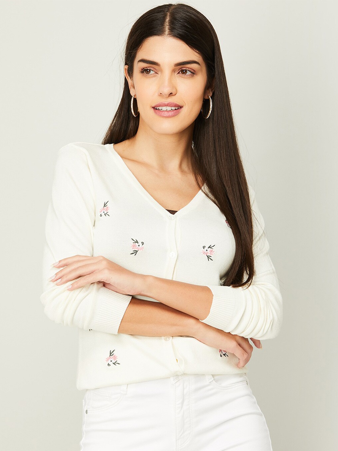 

CODE by Lifestyle Floral Embroidered Top, White