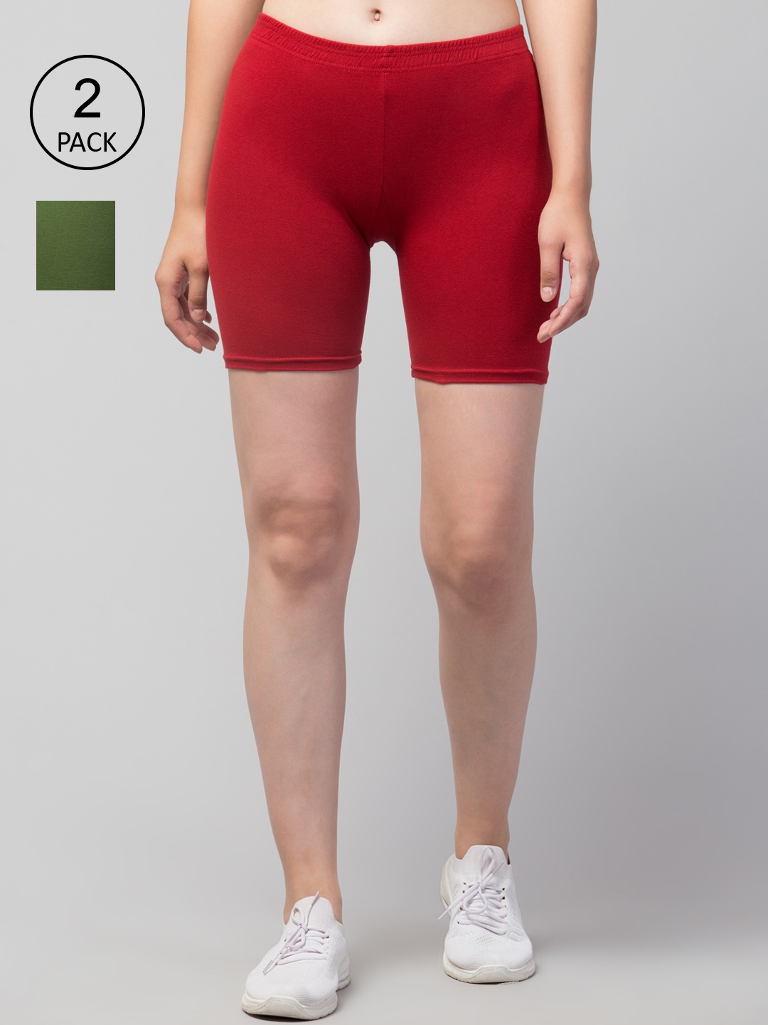 

Apraa & Parma Women Pack Of 2 Skinny Fit Cycling Cotton Sports Shorts, Maroon