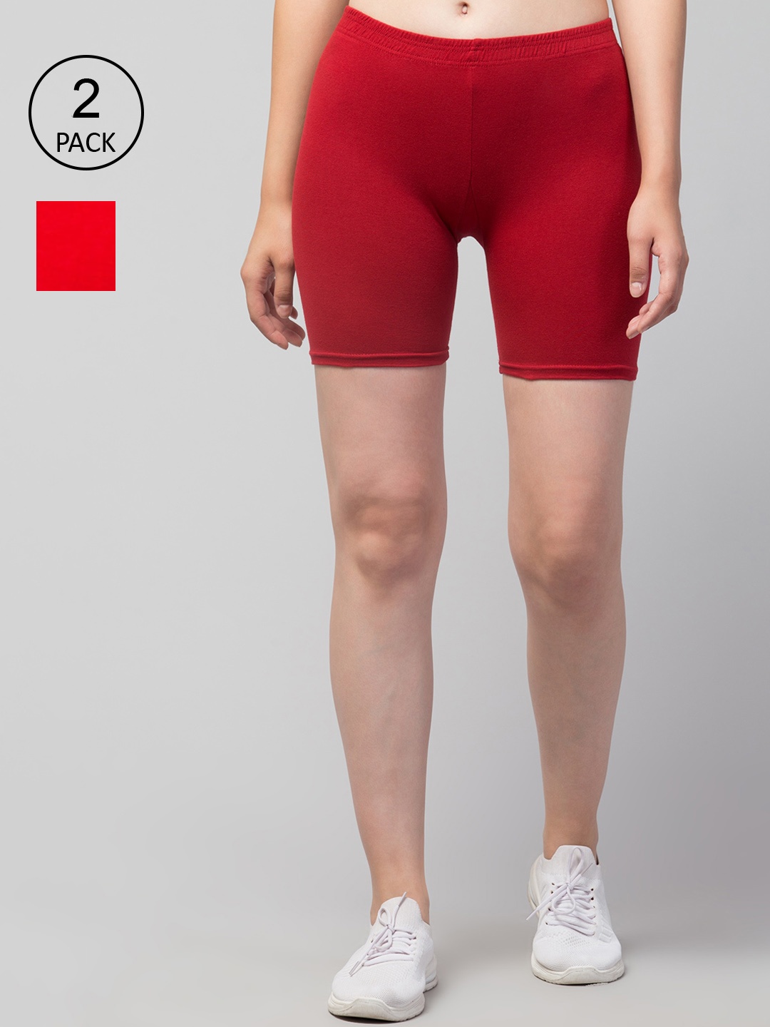 

Apraa & Parma Women Pack Of 2 Skinny Fit Cycling Cotton Sports Shorts, Maroon