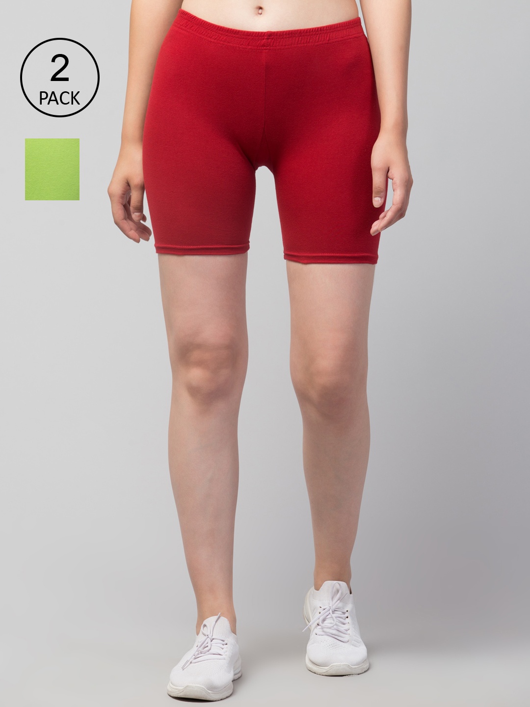 

Apraa & Parma Women Pack Of 2 Skinny Fit Cycling Cotton Sports Shorts, Maroon