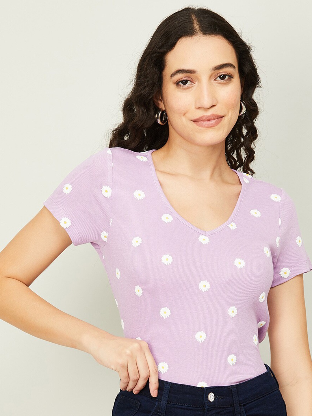 

Fame Forever by Lifestyle Print Crop Top, Purple
