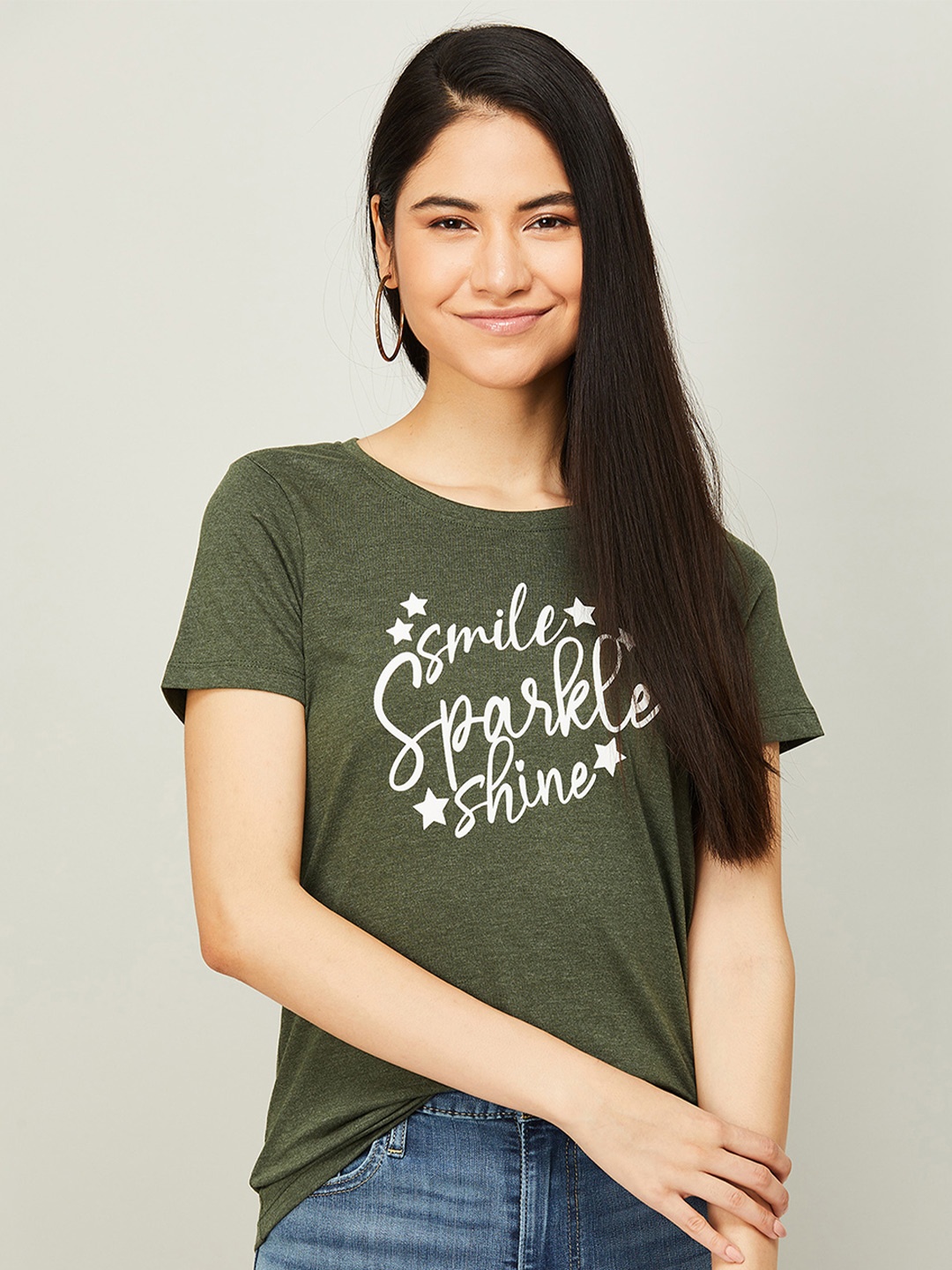 

Fame Forever by Lifestyle Printed Regular Top, Olive